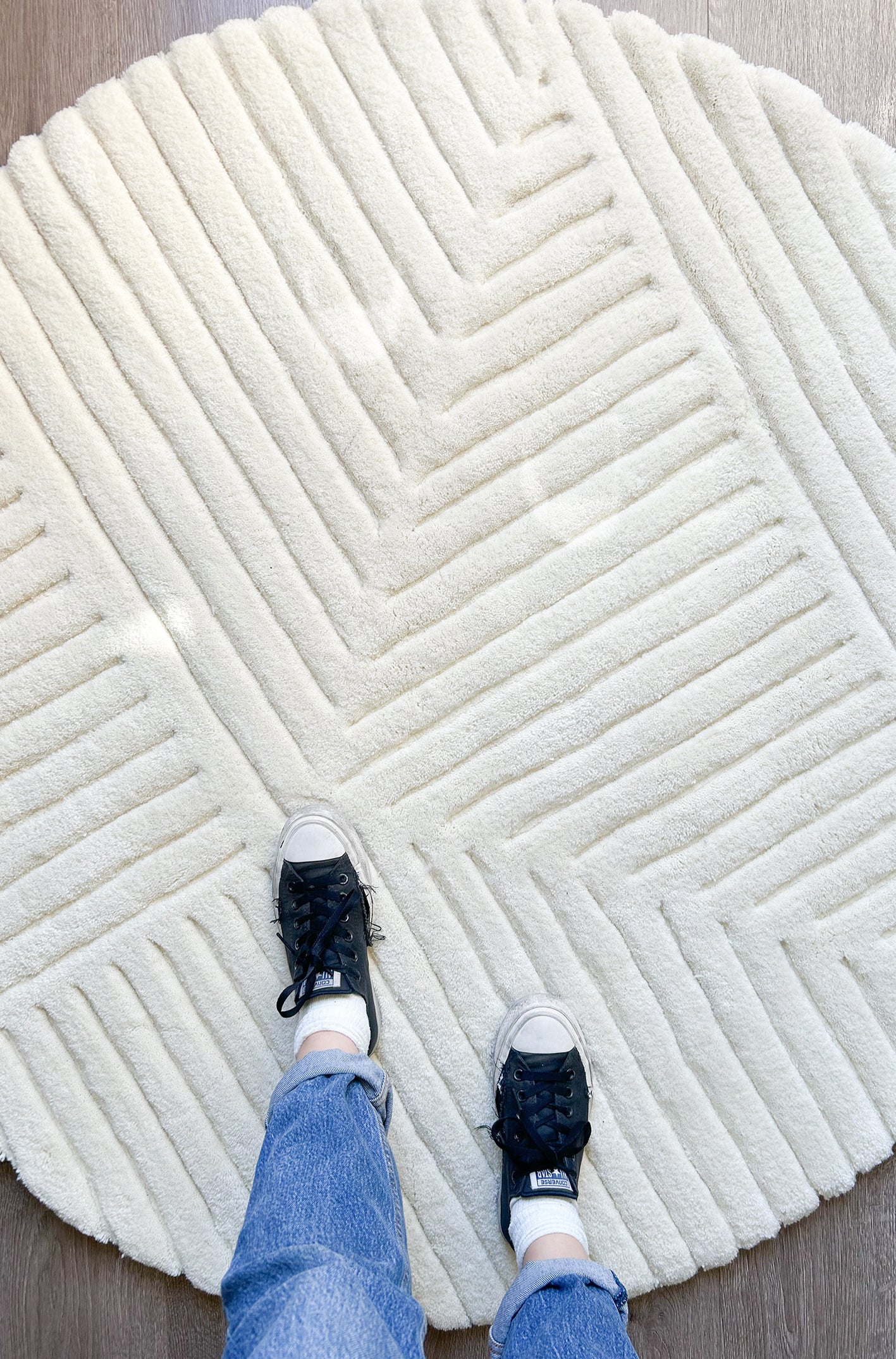 Alfombra redonda Stone Blanca