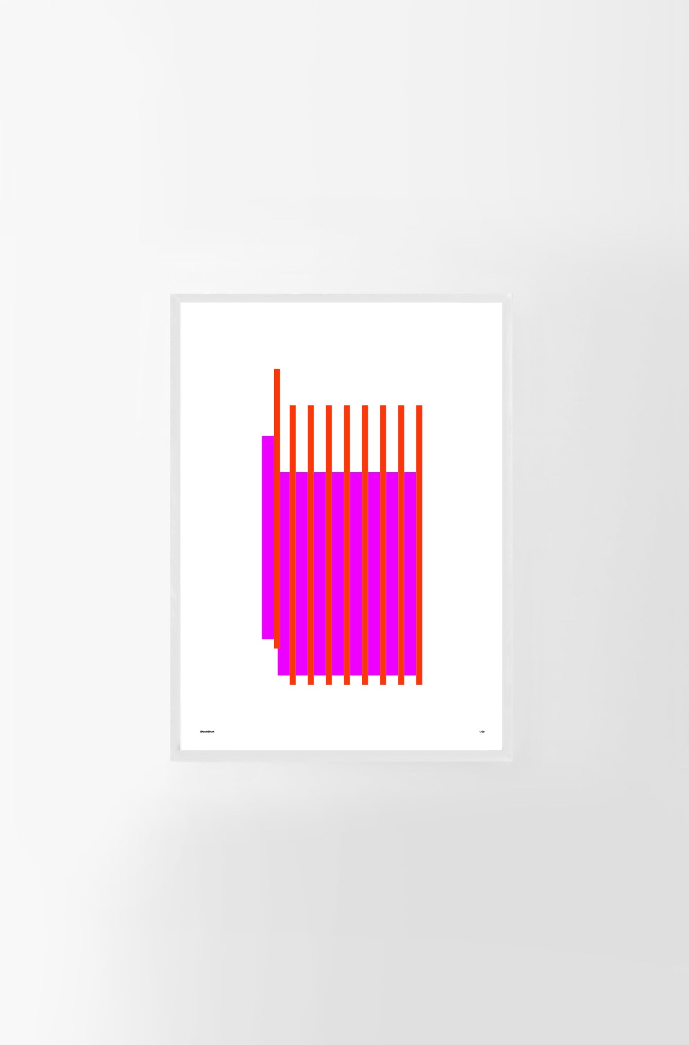 Cuadro geométrico rojo y magenta Estructura