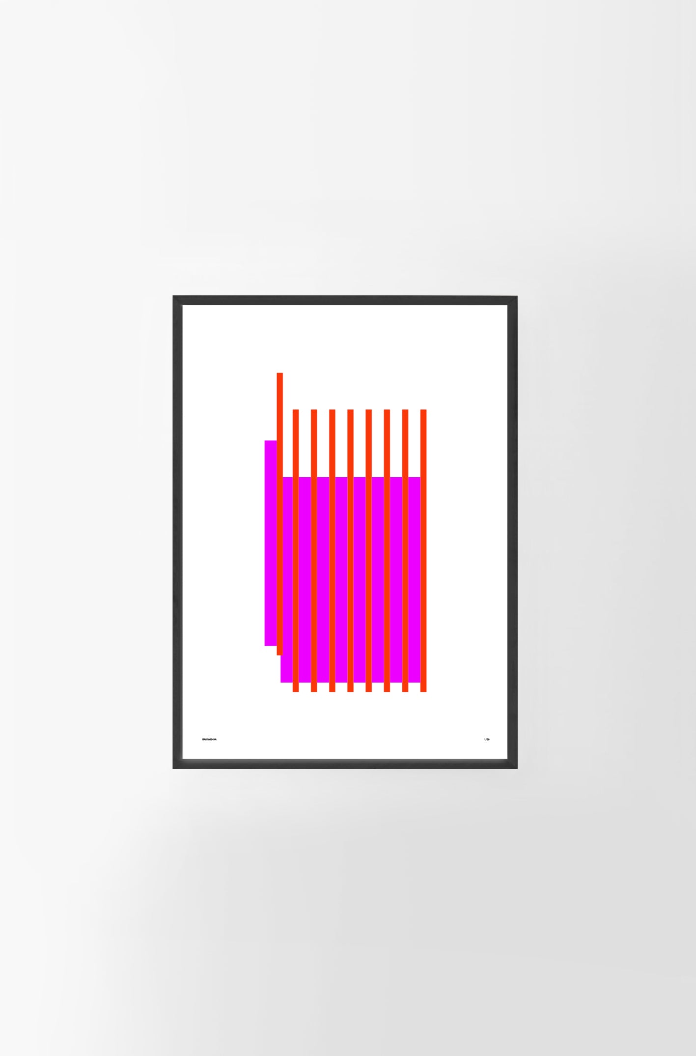 Cuadro geométrico rojo y magenta Estructura